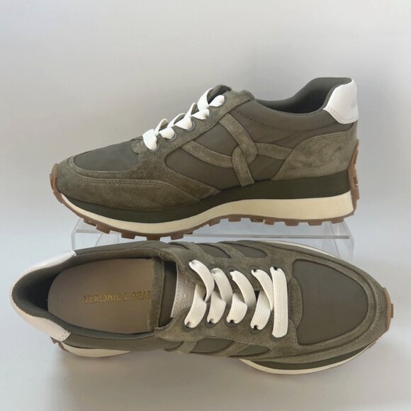 Veronica Beard Valentina Army Green Sneakers Women Size 6.5 - Picture 2 of 13